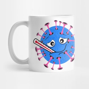 Virus with clinical thermometer in the mouth Mug